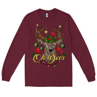 Burgundy oh deer Christmas Long Sleeve Tee - BundleAndBundleShop