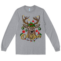 Heather Grey oh deer Christmas Long Sleeve Tee - BundleAndBundleShop