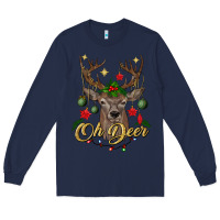 Navy oh deer Christmas Long Sleeve Tee - BundleAndBundleShop