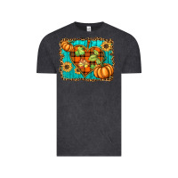 Vintage Black fall pumpkins and sunflowers heart Vintage Tee - BarkalooDesign