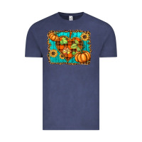 Vintage Denim fall pumpkins and sunflowers heart Vintage Tee - BarkalooDesign