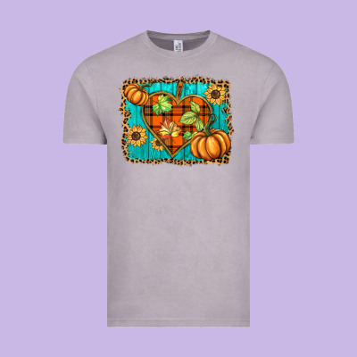 Fall Pumpkins And Sunflowers Heart Vintage Tee Designed By Barkaloodesign