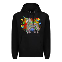Black autism unicorn Premium Hoodie - LillyAllenDesigns