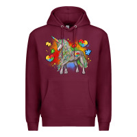 Burgundy autism unicorn Premium Hoodie - LillyAllenDesigns