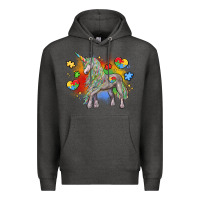 Charcoal Heather autism unicorn Premium Hoodie - LillyAllenDesigns