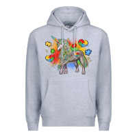 Heather Grey autism unicorn Premium Hoodie - LillyAllenDesigns