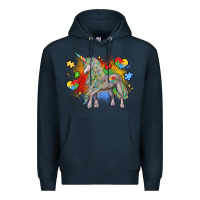 Navy autism unicorn Premium Hoodie - LillyAllenDesigns