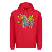Red autism unicorn Premium Hoodie - LillyAllenDesigns