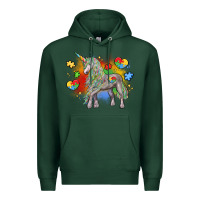 Sports Green autism unicorn Premium Hoodie - LillyAllenDesigns