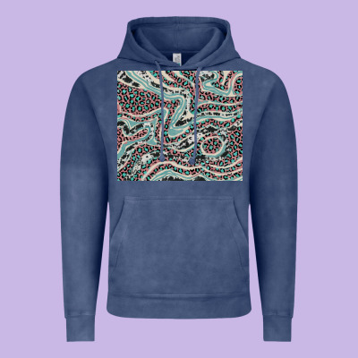 Pink And Turquoise Cowhide And Leopard Vintage Hoodie Designed By Ranaportraitstore