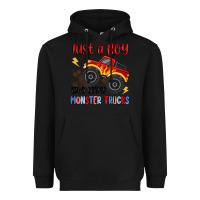 Black just a boy who loves monster trucks Heavyweight Hoodie - MaliasSmallBusiness