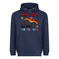 Navy just a boy who loves monster trucks Heavyweight Hoodie - MaliasSmallBusiness