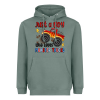 Sage just a boy who loves monster trucks Heavyweight Hoodie - MaliasSmallBusiness