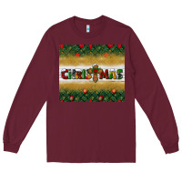 Burgundy Christmas with cross Long Sleeve Tee - BundleAndBundleShop