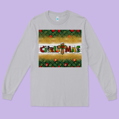 Christmas With Cross Long Sleeve Tee Designed By Bundleandbundleshop