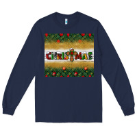 Navy Christmas with cross Long Sleeve Tee - BundleAndBundleShop