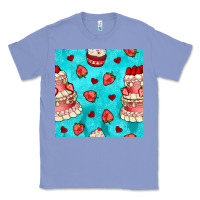 Colony Blue valentines day cake and strawberries seamless pattern Classic Tee - BundleAndBundleShop