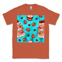 Copper valentines day cake and strawberries seamless pattern Classic Tee - BundleAndBundleShop