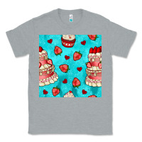 Heather Grey valentines day cake and strawberries seamless pattern Classic Tee - BundleAndBundleShop