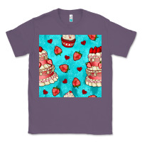 Lavender valentines day cake and strawberries seamless pattern Classic Tee - BundleAndBundleShop
