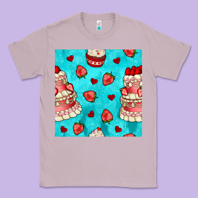 Valentines Day Cake And Strawberries Seamless Pattern Classic Tee Designed By Bundleandbundleshop