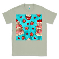 Matcha valentines day cake and strawberries seamless pattern Classic Tee - BundleAndBundleShop