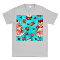 Moon Dust valentines day cake and strawberries seamless pattern Classic Tee - BundleAndBundleShop