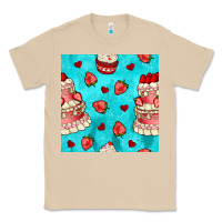Mushroom valentines day cake and strawberries seamless pattern Classic Tee - BundleAndBundleShop