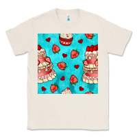 Natural valentines day cake and strawberries seamless pattern Classic Tee - BundleAndBundleShop