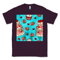 Plum valentines day cake and strawberries seamless pattern Classic Tee - BundleAndBundleShop