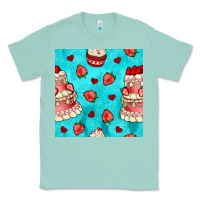 Seafoam valentines day cake and strawberries seamless pattern Classic Tee - BundleAndBundleShop