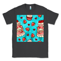Smoke valentines day cake and strawberries seamless pattern Classic Tee - BundleAndBundleShop