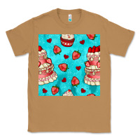 Toasted Coconut valentines day cake and strawberries seamless pattern Classic Tee - BundleAndBundleShop
