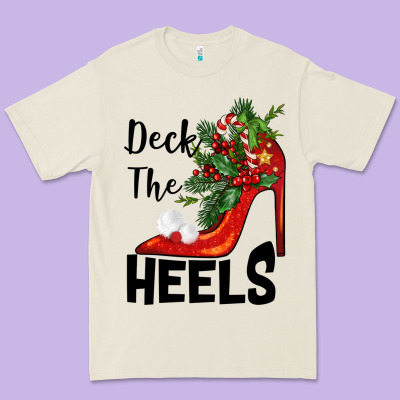 Deck The Heels Christmas Premium Tee Designed By Barkaloodesign