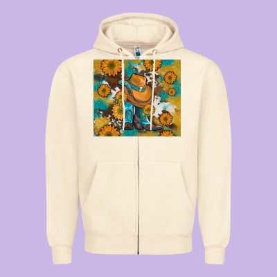 Sunflowers And Cowboy Boots With Cowhide And Glitter Tumbler Zipper Hoodie Designed By Artiststas