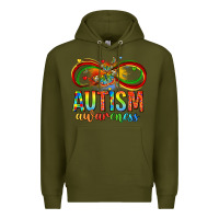 Army Green autism awareness butterfly infinity symbol Premium Hoodie - LillyAllenDesigns