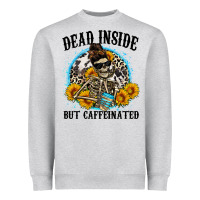 Heather Grey dead inside but caffeinated Heavyweight Sweatshirt - Zillion Design Studio