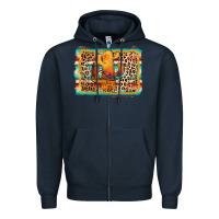 Navy cactus western leopard Zipper Hoodie - AdoDesignShop