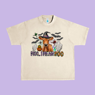 Moo I Mean Boo Urban Heavy Tee Designed By Cowhidedigitalart