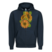 Navy sunflowers b Zipper Hoodie - Artiststas