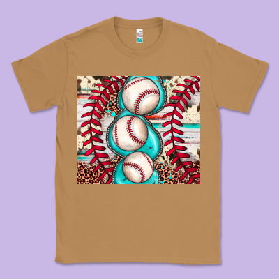 Baseball Leopard Cowhide Turquoise Classic Tee Designed By Jahusdesignshop