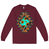 Burgundy aztec leopard turquoise sunflower Long Sleeve Tee - JahusDesignShop