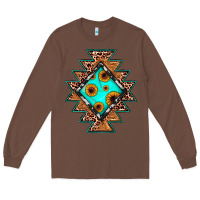 Chestnut aztec leopard turquoise sunflower Long Sleeve Tee - JahusDesignShop