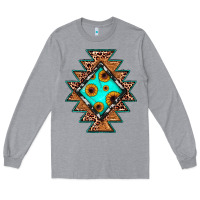 Heather Grey aztec leopard turquoise sunflower Long Sleeve Tee - JahusDesignShop