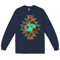 Navy aztec leopard turquoise sunflower Long Sleeve Tee - JahusDesignShop