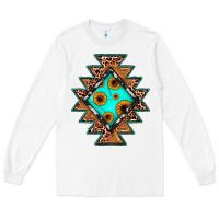 White aztec leopard turquoise sunflower Long Sleeve Tee - JahusDesignShop