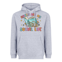 Heather Grey books are my social life Heavyweight Hoodie - MaliasSmallBusiness