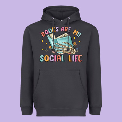 Books Are My Social Life Heavyweight Hoodie Designed By Maliassmallbusiness