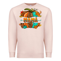 Pale Pink Thankful grateful blessed mama pumpkin Premium Sweatshirt - NancyCooperArtShop