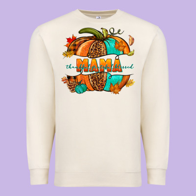 Thankful Grateful Blessed Mama Pumpkin Premium Sweatshirt Designed By Nancycooperartshop